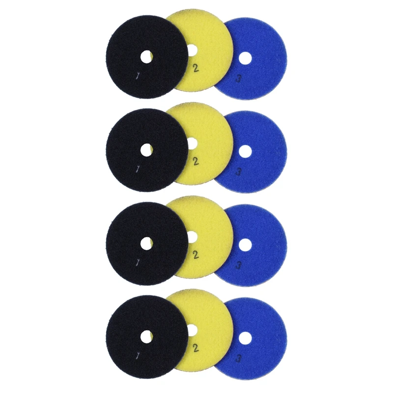 

12 Pieces 100Mm Diamond Flexible Wet & Dry Polishing Pads 3 Step Floor Polish For Stone Marble Tile