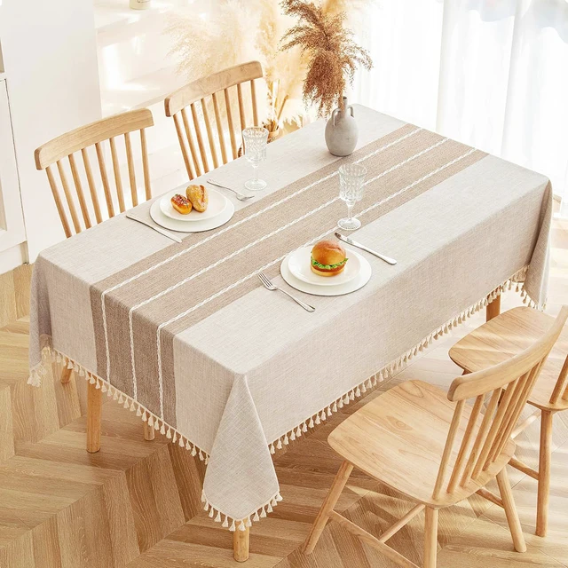 Battilo Linen Cotton Tablecloth Round Rectangular Table Cloth Waterproof Table Cover for Dining Coffee Table Kitchen Decoration 3