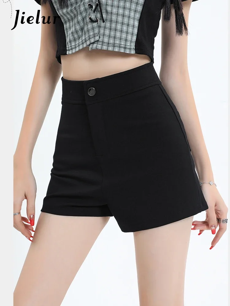 Jielur Elegant High Waist Shorts Women Simple Safety Pants Female Summer Solid Color Wide Leg Shorts Fashion Casual Lady Shorts