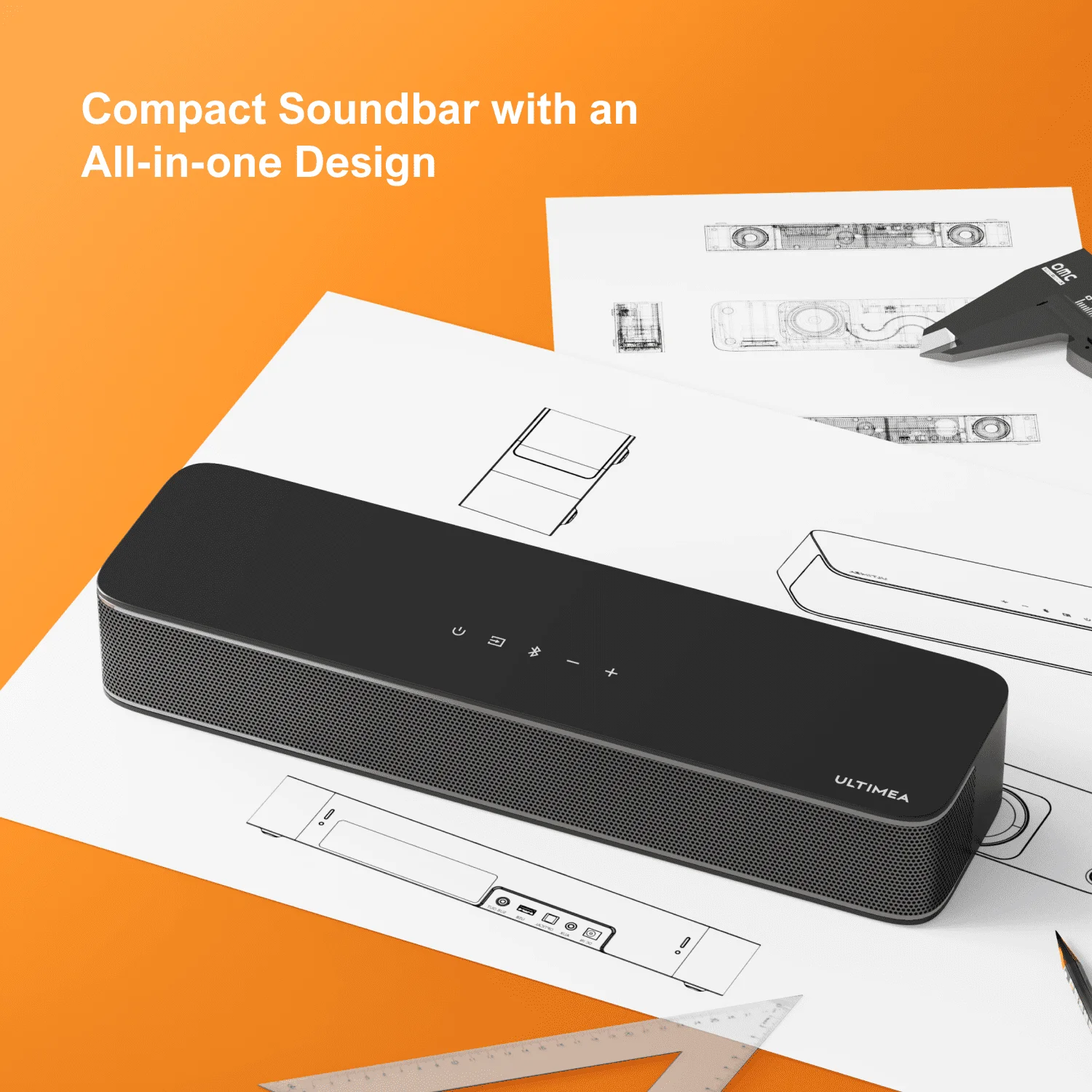 Soundbar Speakers TV Speakers ULTIMEA Peak Power 120W 2.1ch Sound Bar for TV All-in-One PC Soundbar Built-in Subwoofer APP Control Solo B30 Pro Series
