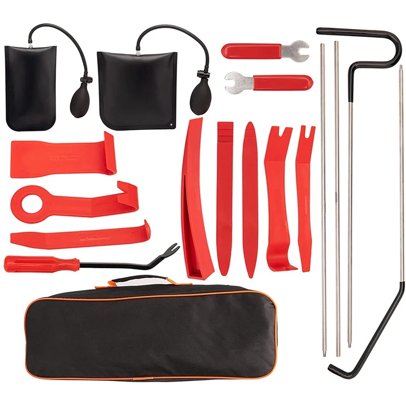 

Car Tool Kit With Air Wedge Bag Pump, Long Reach Tool Car Lockout Kit, Unlocking Door Kit, Auto Trim Removal Tool, 18PCS