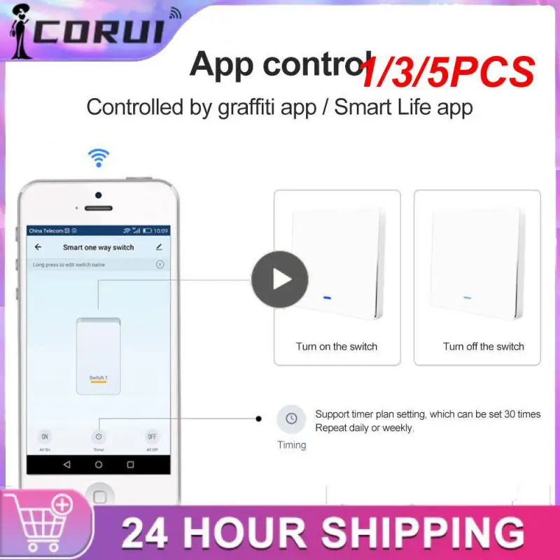 

1/3/5PCS Zemismart Tuya Light Switch Relay Smart Life App Wall Interruptor Neutral Optional Alexa Home Alice Voice