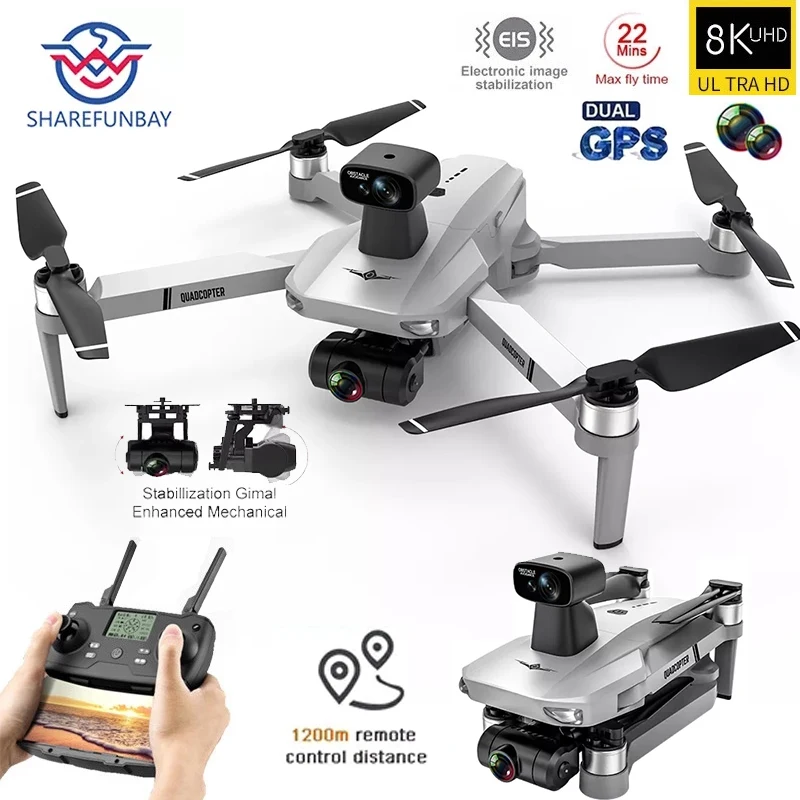 2022 Новый бесщеточный Дрон KF102 8k с 4K профессиональной HD камерой 2-осевой GPS Fpv RC