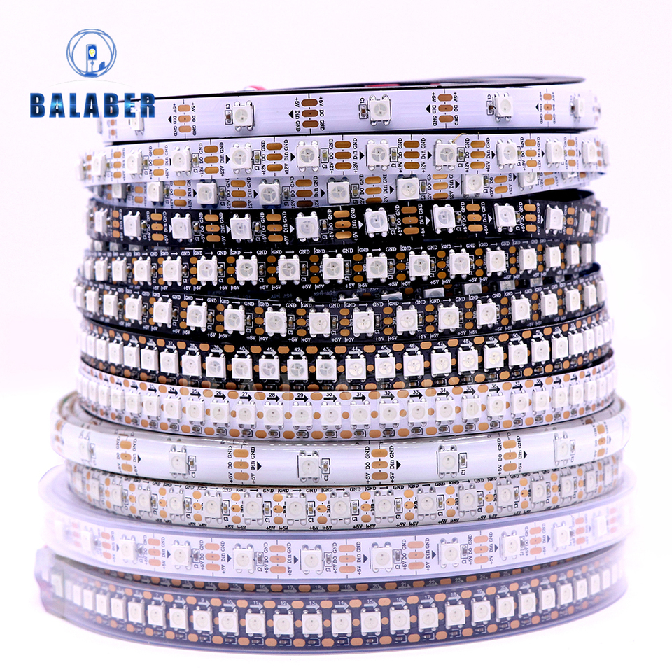 WS2812B  Led Strip 5v  30/60/74/96/144 Leds Smart RGB Pixel Strip Black/White PCB IP30/65/67 WS2811 IC Led Light 1m/2m/3m/4m/5m