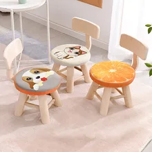 

Sillon kids Child Adult Cloth Art Solid Wood Backrest Small Stool Fruit Creative Household Living Room Shoe Round Bench Chair