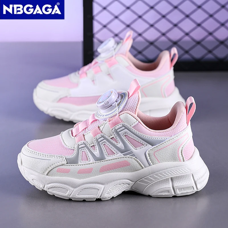 Girls Sports Shoes Lightweight Leather Kids Sneakers Casual Pink Fashion Children Anti-slip Walking Running Shoes - 3
