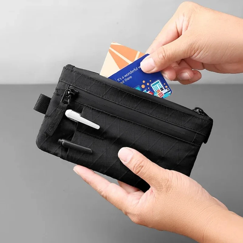 Zip Clutch with Wristband, Passport Holder Zipper Wallet and EDC Carrier - Weatherproof and RFID Blocking - 3 External Slots