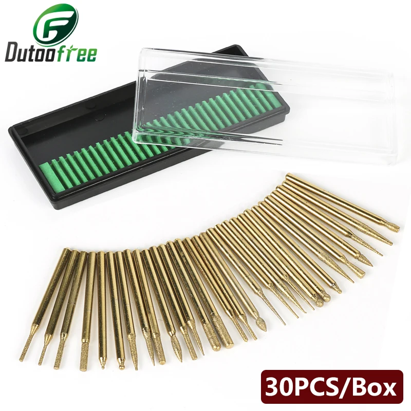 30Pcs/Set Titanium-Plated Alloy Grinding Head 3Mm Dremel Accessories Dremel Rotary Tool Fit Bit For Mold Repair Slot Engraving