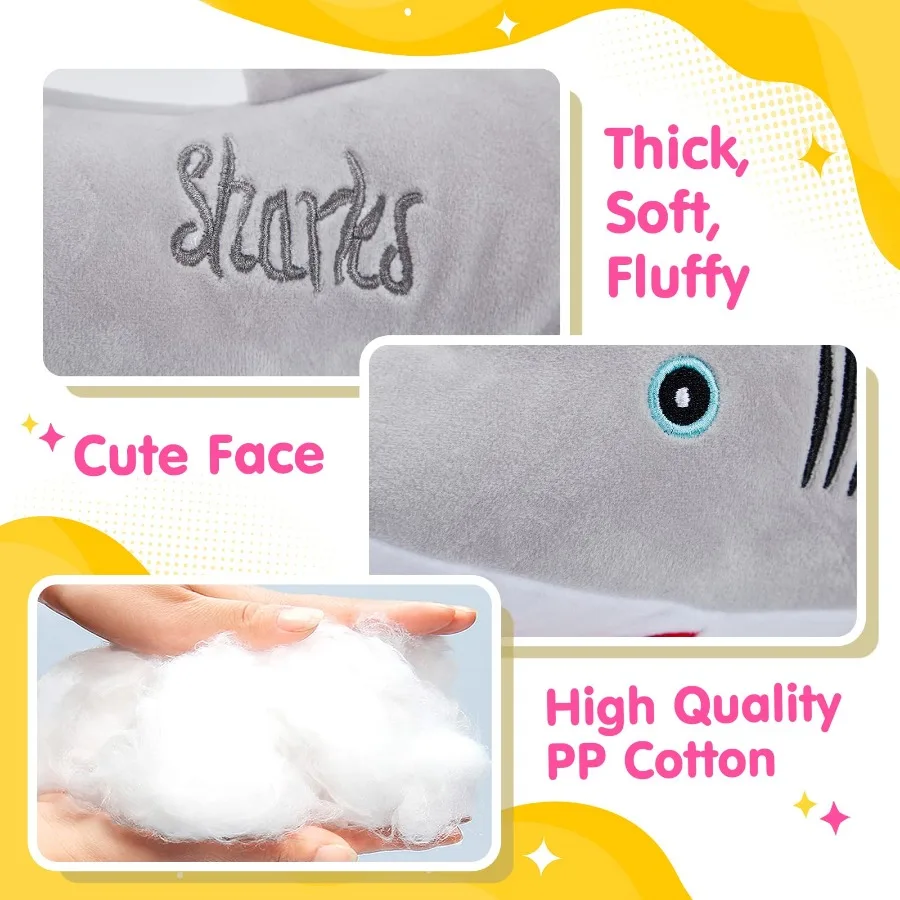 Light-up Shark Doll 55cm Plush Toys PP Cotton Sleeping Throw Pillows Soft Cute Stuffed Animals for Girls Glow Toy