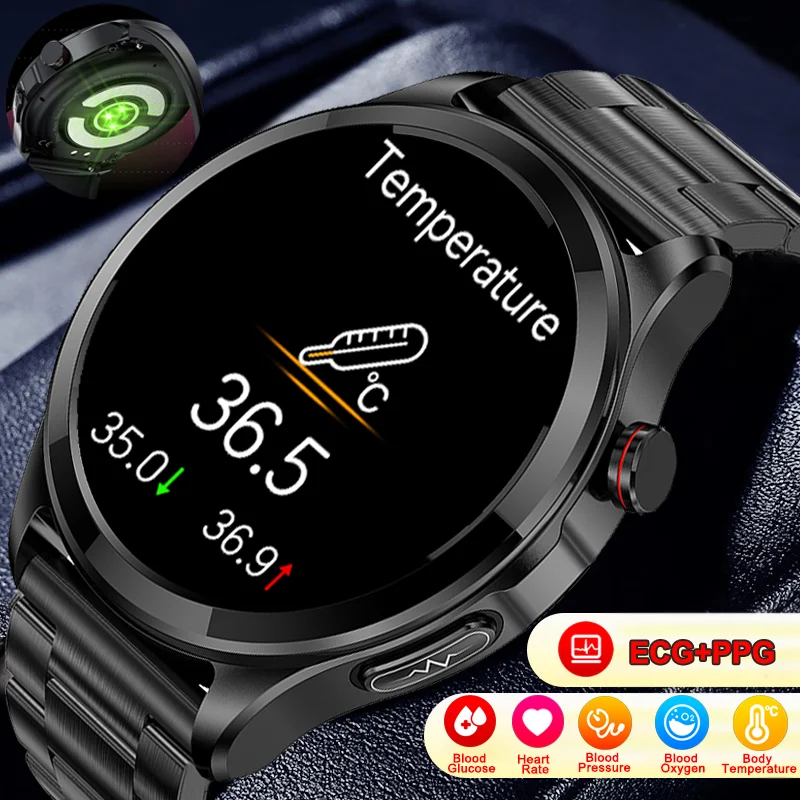 Ecg + Ppg Blood Glucose Smart Watch Men Fitness Tracker Glucometro Termometro Health Watches Men New Bluetooth Call Smartwatch