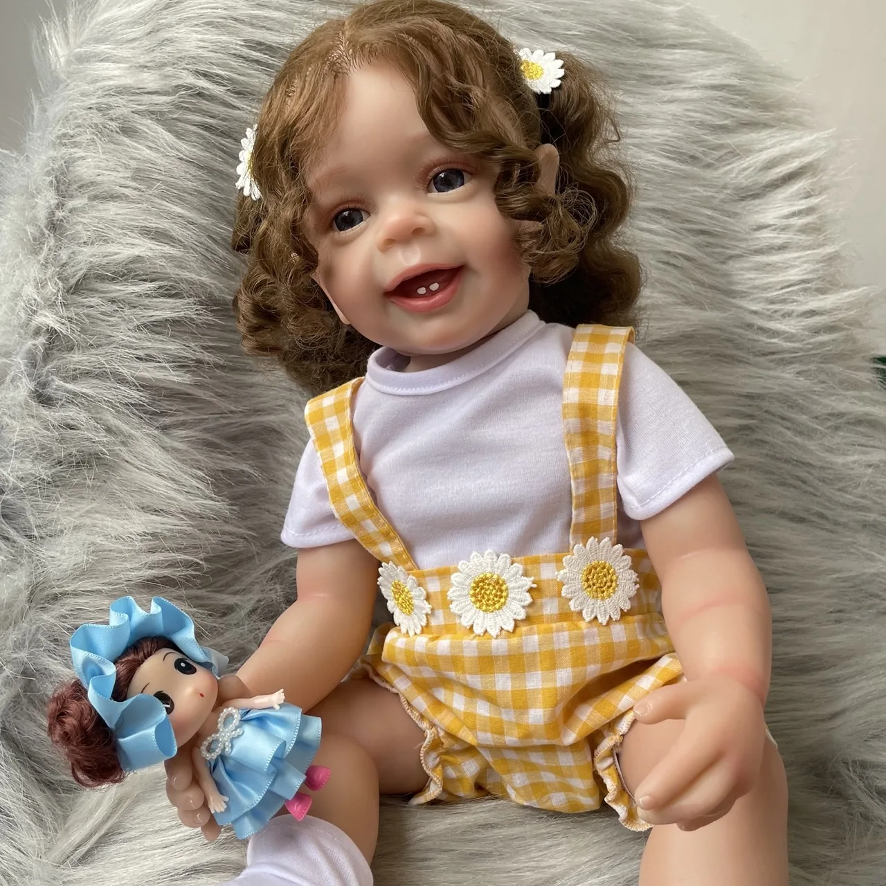 

55CM Realistic Bebe Already Painted Reborn Doll Yannick Full Vinyl Washable Body Smile Girl Lifelike Toddler Toy Figure Gifts