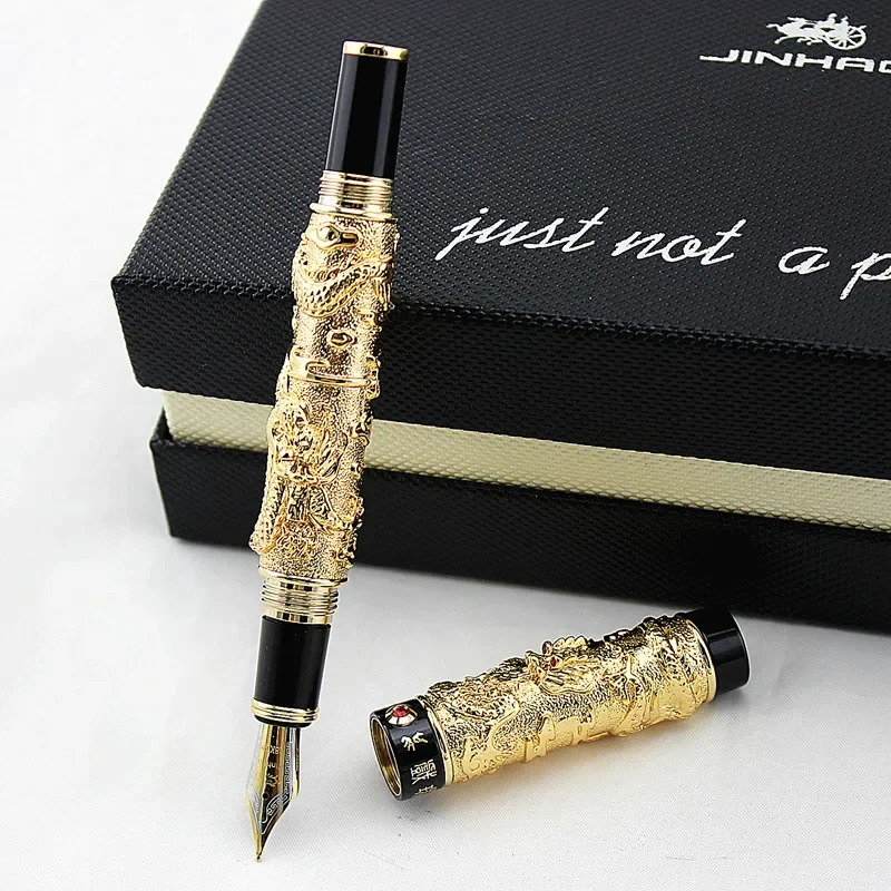 High Quality Jinhao Metal Dragon Fountain Pen Luxury 0.5MM F Nib Ink Pens for Writing Office School Supplies