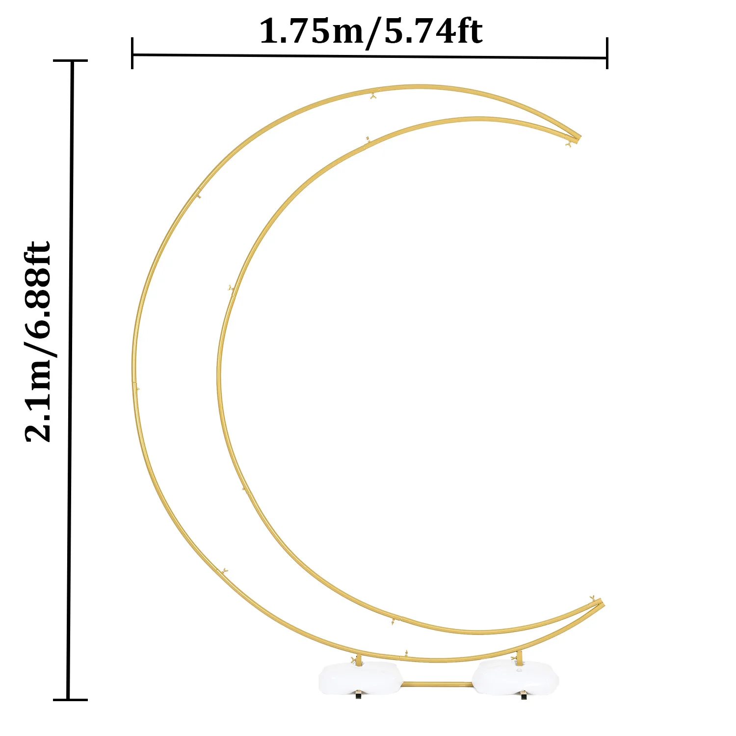 6.9ft Balloon Arch Stand Curved Wedding Arch Backdrop Stand Half Curve Moon for Ceremony Birthday Party Bride Christmas