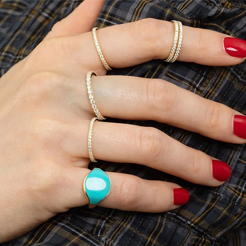 Women's Finger Ring Micro Pave Zircon Stackable Tiny Ring