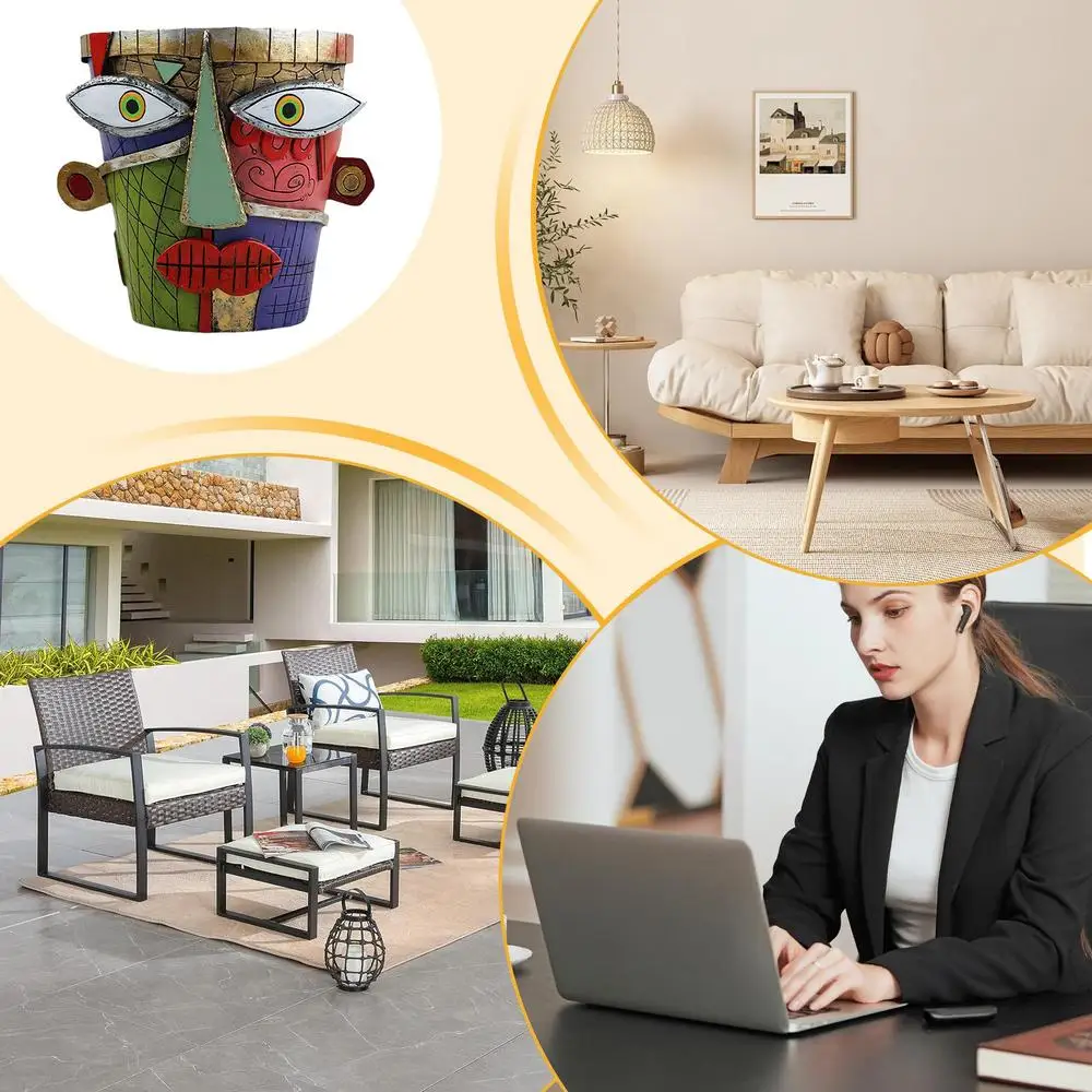 Abstract Planter For Indoors Funny Flower Pot For Balcony Unique Art Abstract Resin Face Flower Pot Indoor Outdoor Patio Home
