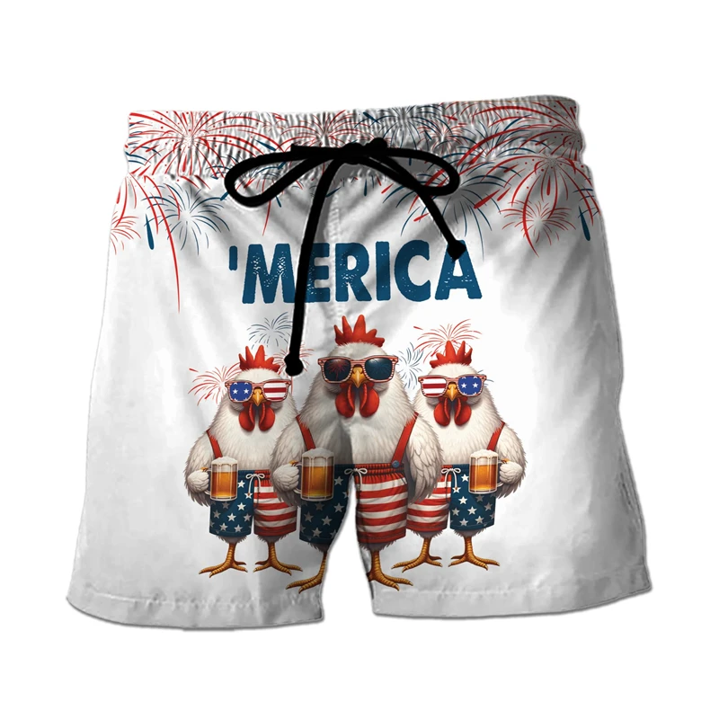 Funny Chicken Graphic Bermudas Hawaiian Boardshorts Rooster Board Shorts Male Trousers Boy Trunks Kids Beach Shorts Short Pants 4
