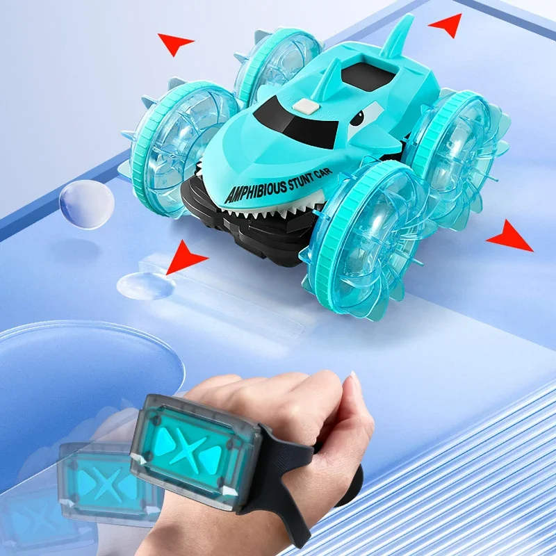 Shark Amphibious Remote Control Car Rc Stunt Car Double-Sided Flip Driving Drift Rc Cars Outdoor Toys for Boys Children Gift