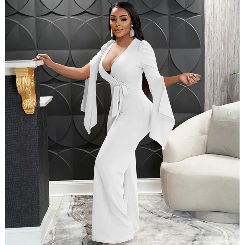 Plus Size Long Sleeves Surplice Jumpsuit with Rivets | Dress jumpsuit classy,  Jumpsuits for women, Jumpsuit dressy