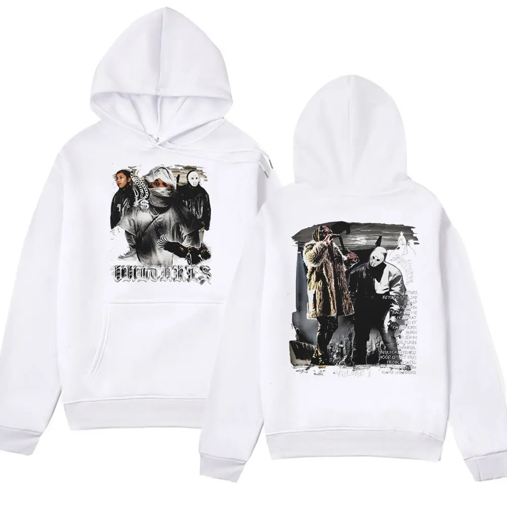 Rapper Kanye West Vultures Music Album Print Hoodies Men's Women's Fashion Hip Hop Oversized Hooded Sweatshirts Fleece Pullover