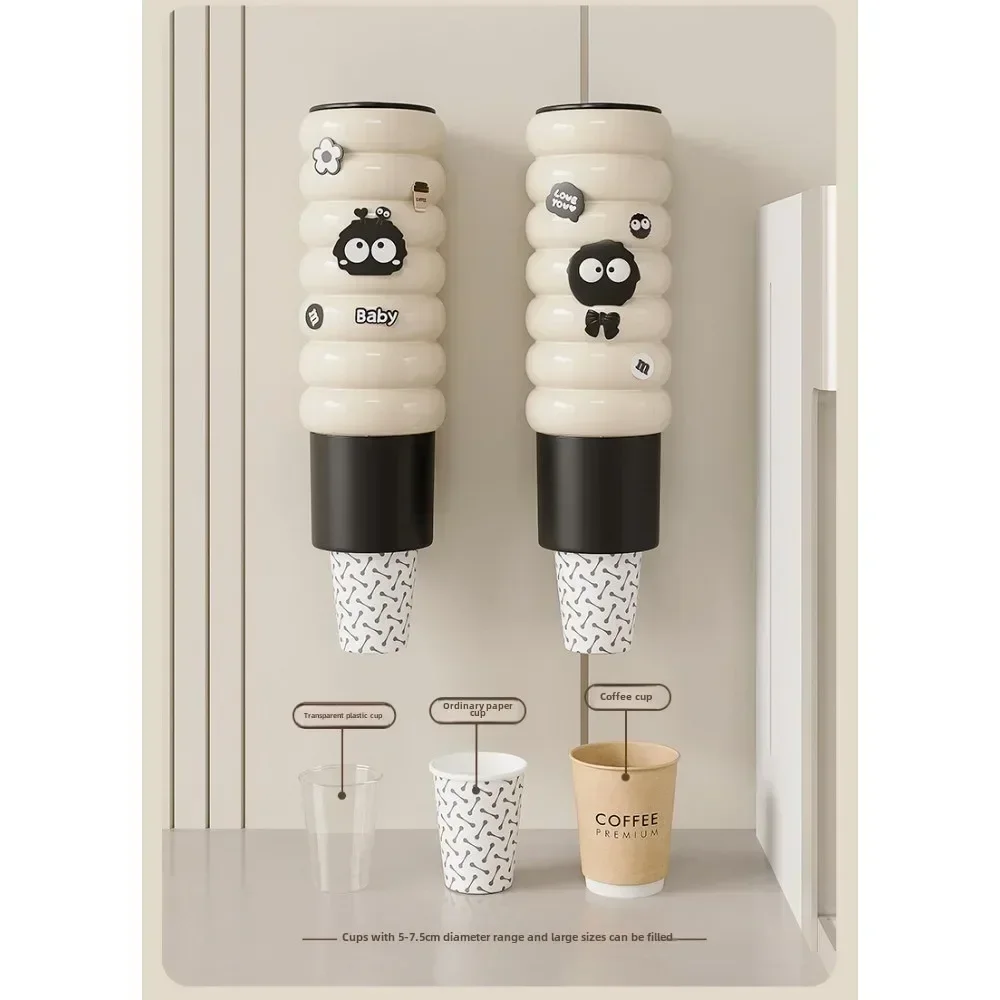 New Cartoon Wall Mounted Water Cup Holder, Disposable Cup Picker, Plastic Storage Rack, Household Shelf without Drilling