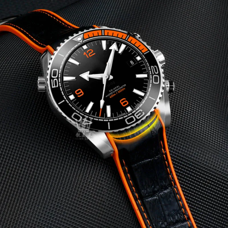 SCHIK Rubber Watch Bracelet For Omega 300 SEAMASTER 600 PLANET OCEAN Folding Buckle Silicone Strap Watch Accessories Watch Band