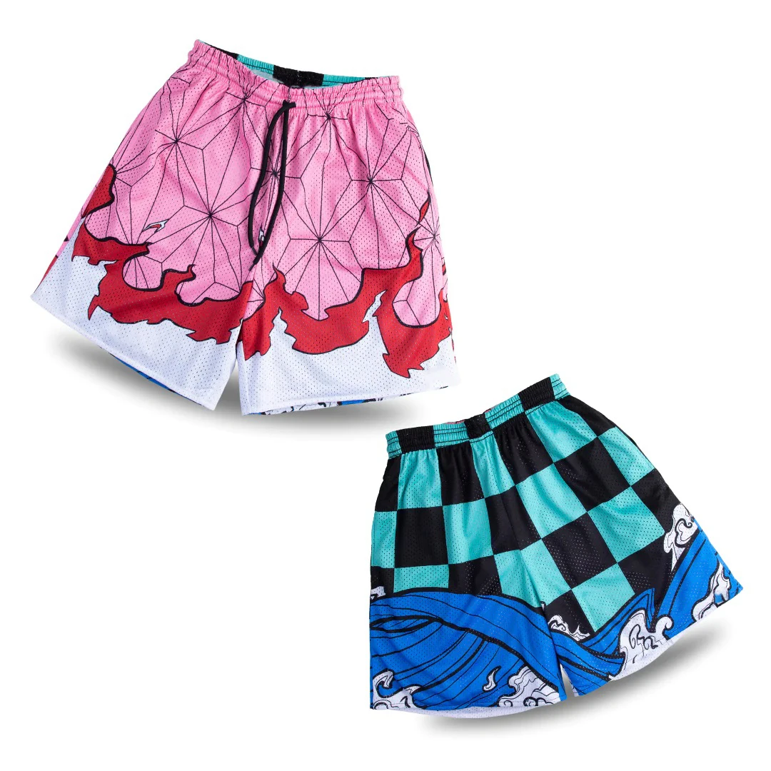 

Anime Shorts Men Women Demon Slayer 3D Print Gym Shorts Mesh Quick Dry Casual Short Pangts to Fitness Workout Running Summer