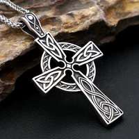 Large Size Vintage Nordic Cross Necklace For Men Stainless Steel Viking Celtic Knot Pendant Amulet Jewelry Gift Dropshipping 2