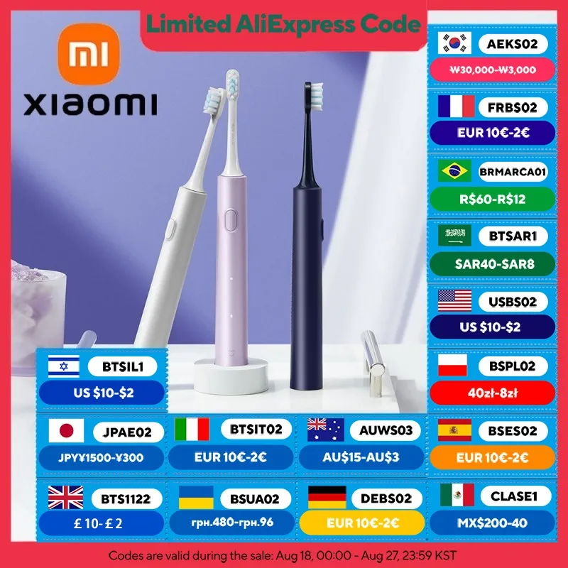 XIAOMI MIJIA Electric Toothbrush T302 USB Charge Rechargeable For Adult Waterproof Electronic Whitening Teeth