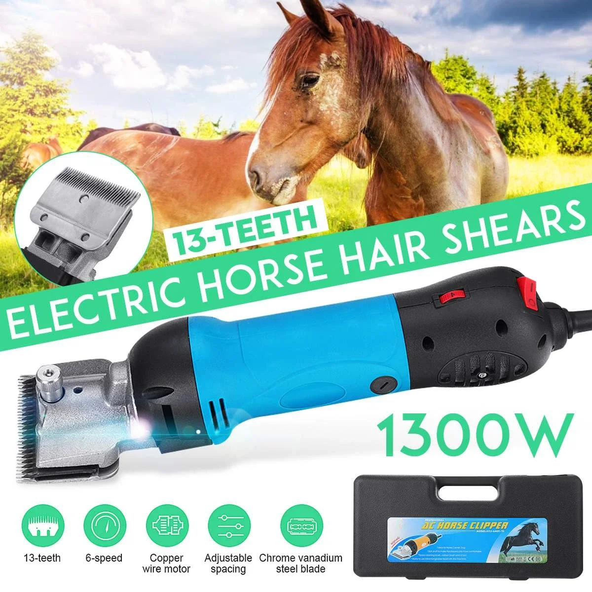 

1300W 110V-240V 6 Gears Speed Electric Clipper Horse Sheep Goat Shearing Machine Farm Shears Cutter Wool scissor Cut Machine