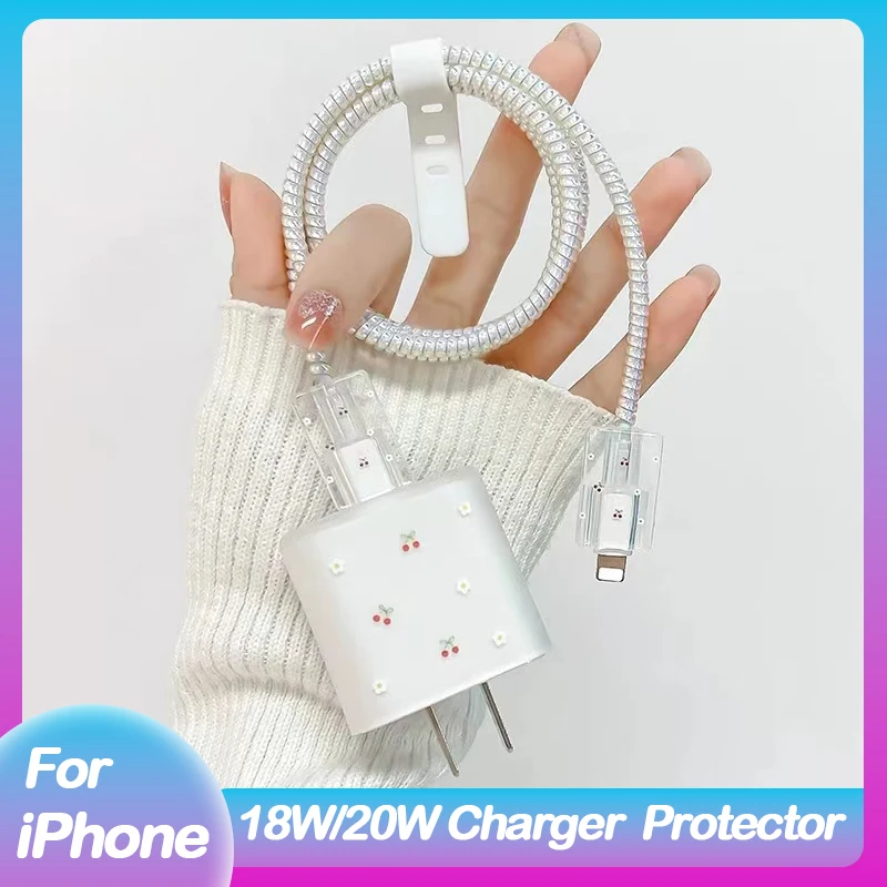 Per Iphone 20W Us Charger Protection Cover Usb Cable Winder Cord Spirale Protettiva Per Apple 11 12 13 14 Custodia Protettiva Per Adattatore