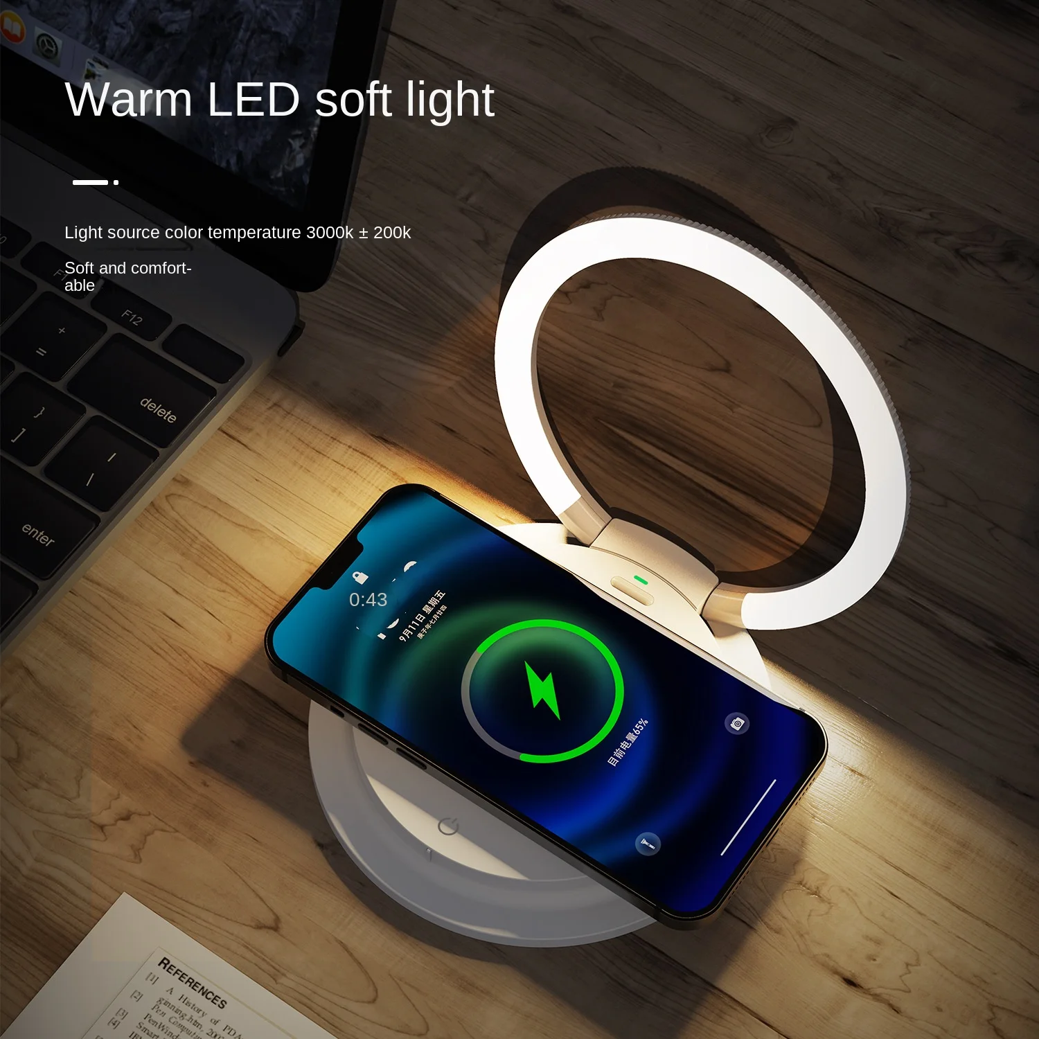 2 In 1 Wireless Charging 3 Gear Creative Led Small Night Light Portable  Phone Stand Folding Bedside Lamp 15w Fast Charging - Chargers - AliExpress