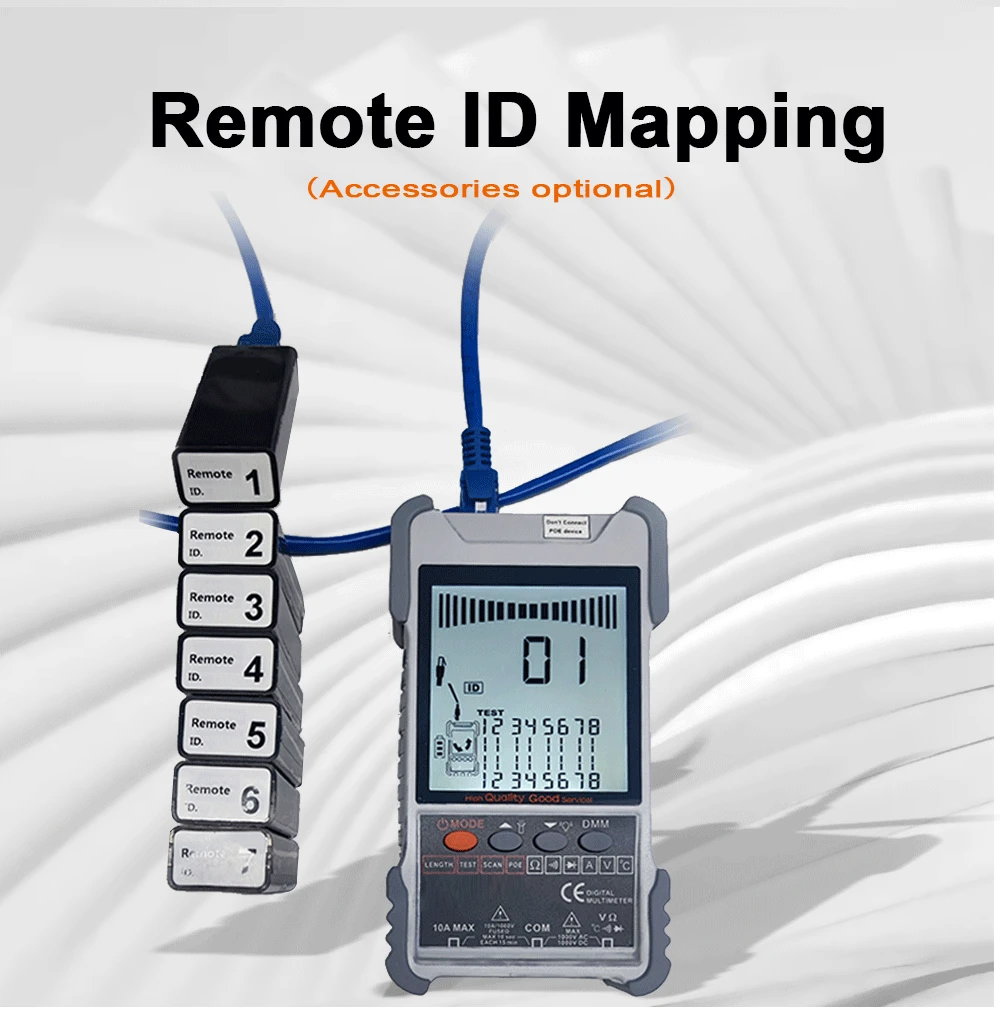 ET616 ET618 2 in1 Network Cable Tester Multimeter with LCD Display Analogs Digital Search POE Pairing Wiremap Sensitivity Tester