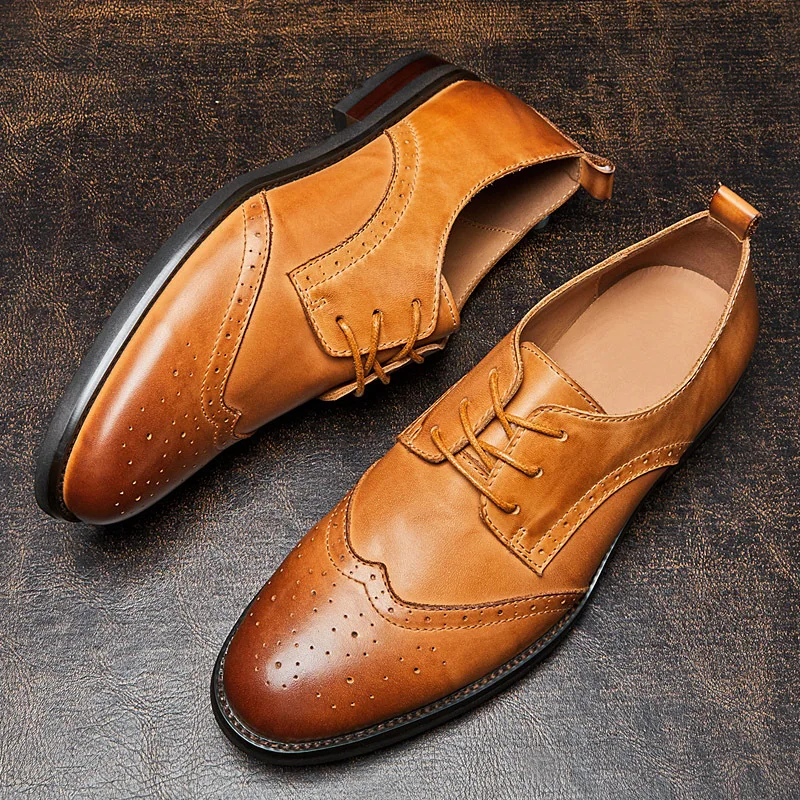 Lace-Up Business Men Shoes High Quality Genuine Leather Shoes Men Spring Designer Shoes Men Dress Shoess Autumn Winter Cowhide