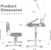 Kids Desk Chair Set, School Desk for  Art for Study for Kids with Adjustable Height, 40-Degree 3