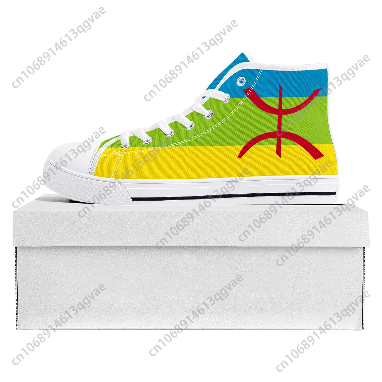 Berber Flag Pop High Top High Quality Sneakers Mens Womens Teenager Canvas Sneaker Berber Casual Couple Shoes Custom Shoe White