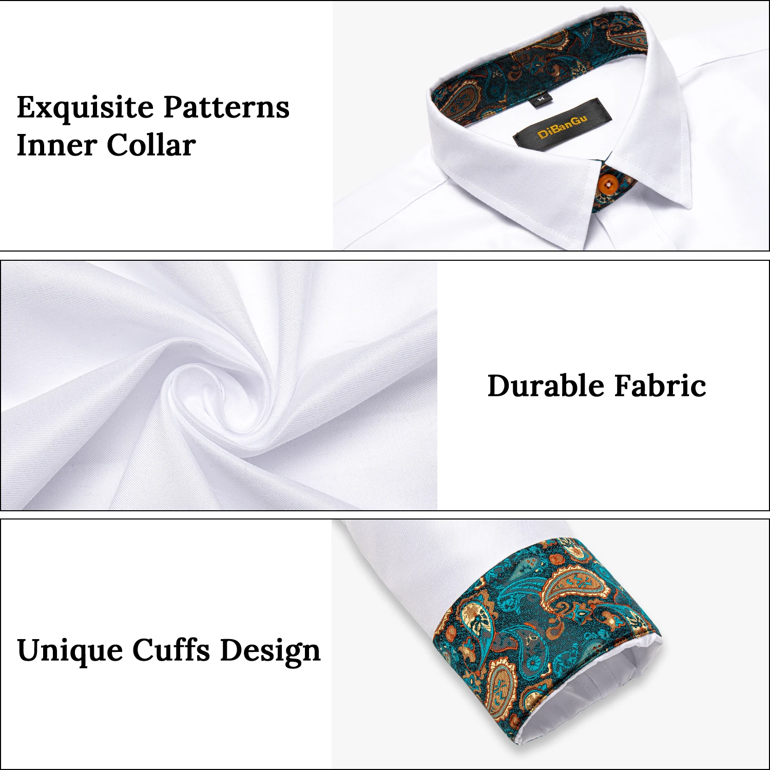 New Arrial Button-Down Collar Men's Shirts Fashion White Blue Patchwork Casual Blouse For Man Long Sleeve Business Dress Shirts