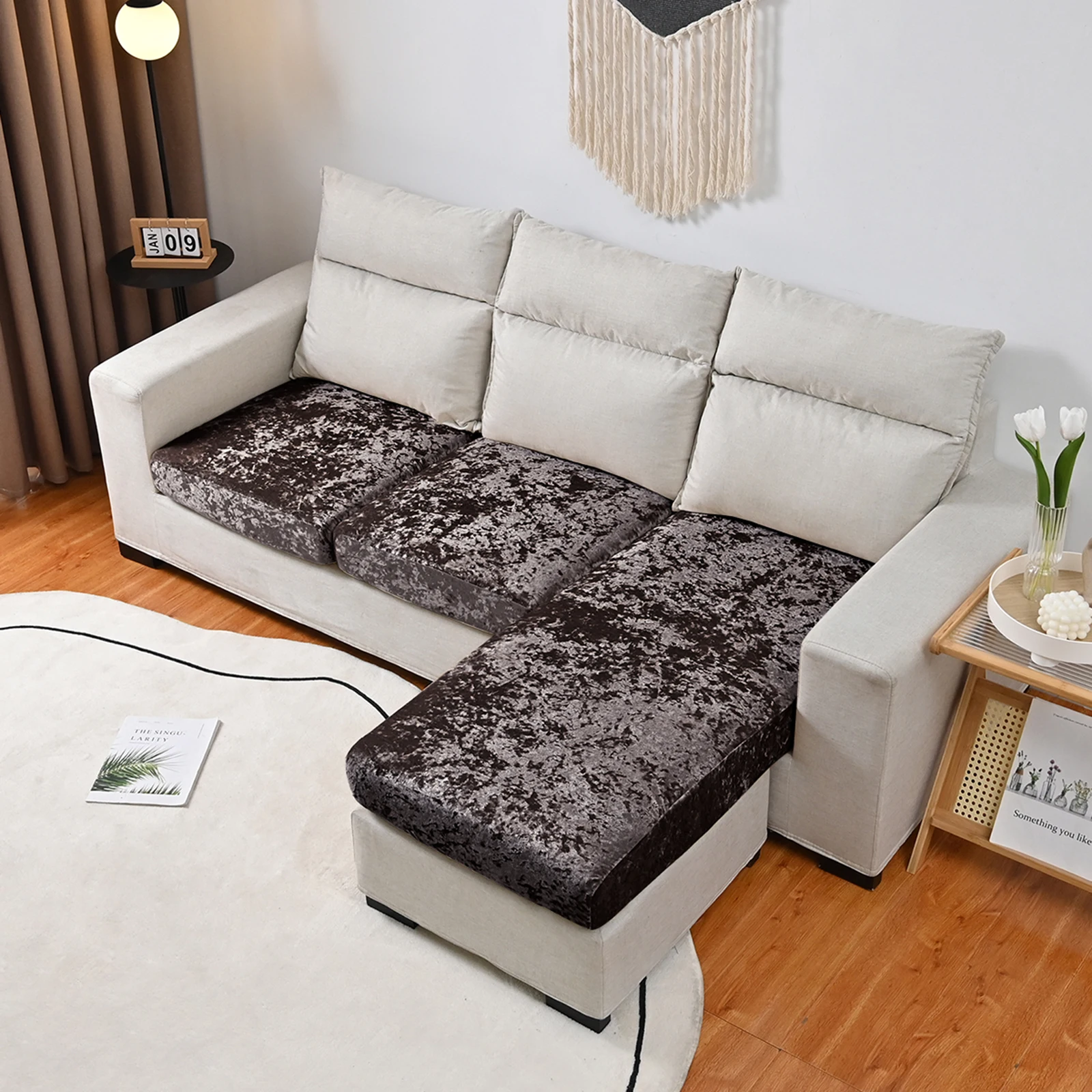 1/2/3/4Seater Crushed Velvet Sofa Seat Covers Plush Stretch Sofa Cushion Covers Elastic Couch Slipcover for Living Room Decor 6
