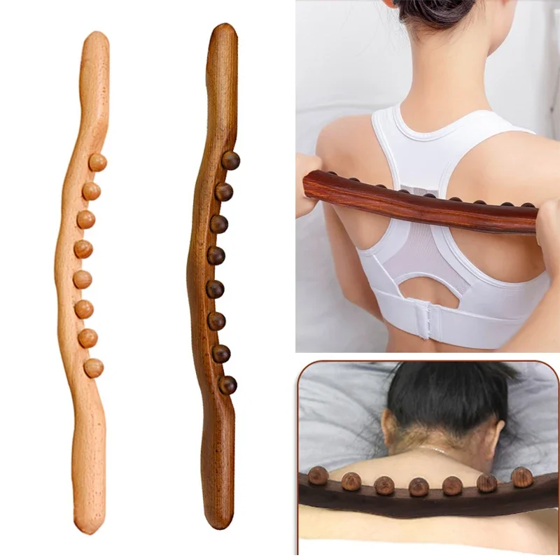 

Massager for Body Natural Carbonized Wood Scraping Massage Stick Back SPA Therapy Tool Point Treatment Guasha Relax