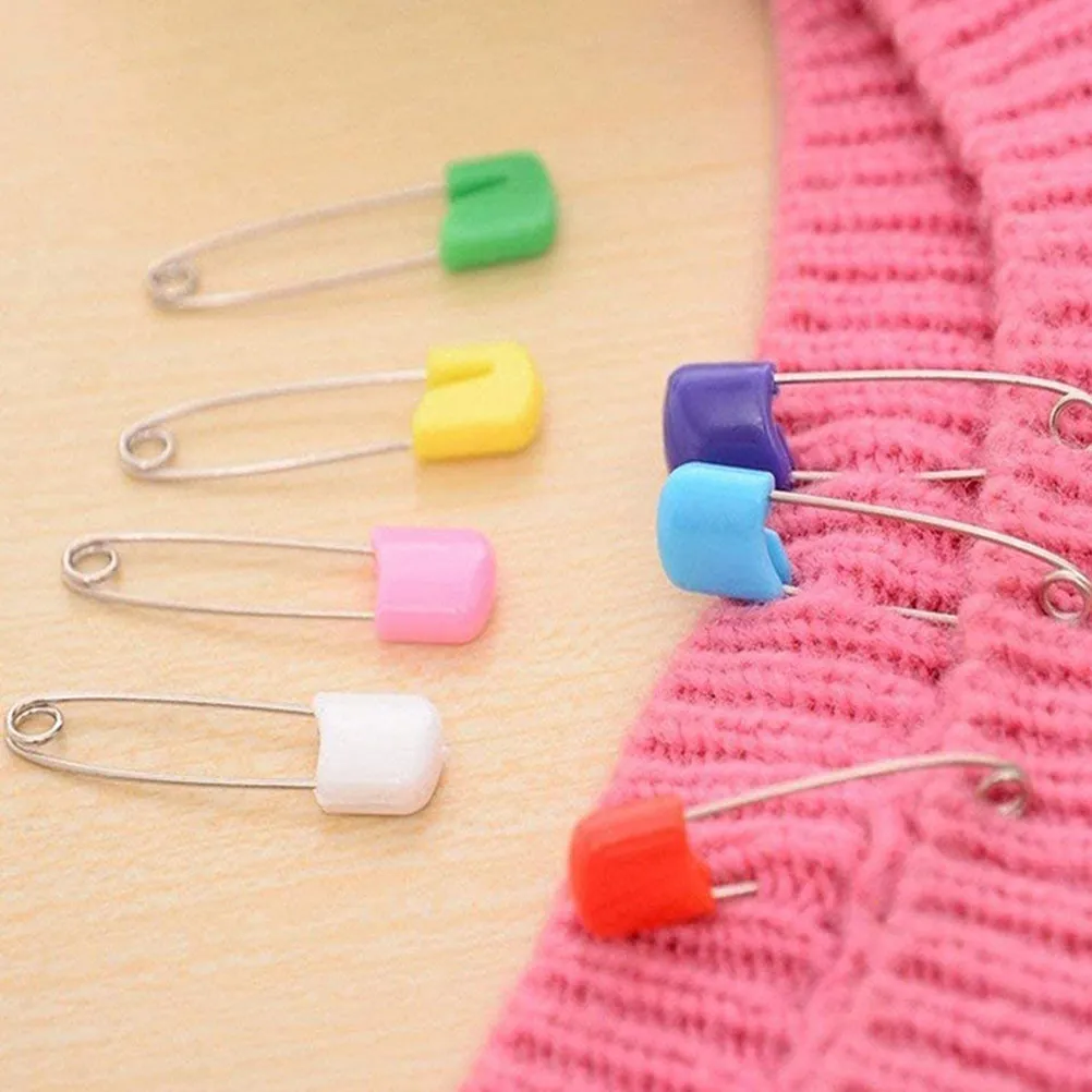 100Pcs 안전 핀 기저귀 핀 조절 가능한 잠금 의류 고정 장치 기저귀 옷용 경량 안전 핀