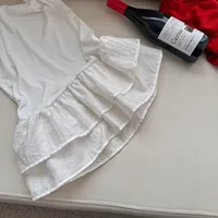 Haut Camisole blanc pour femmes, avec jupe Double couche à volants, débardeur sans manches, épissure amincissante, gilet de Base sans bretelles 5