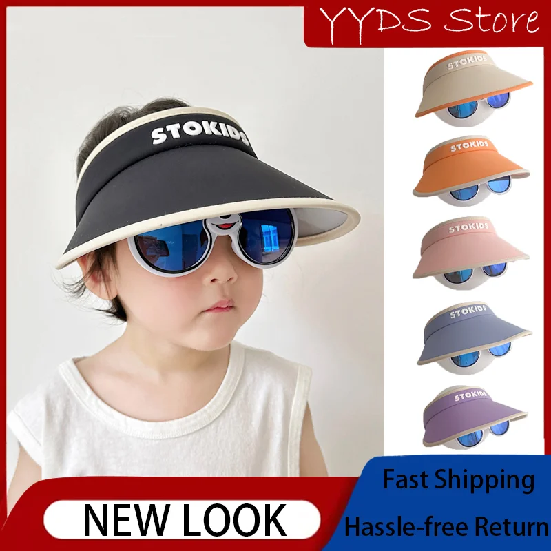 Children UV Protection with Sunglasses Hat Summer Boys and Girls Big Brim Empty Top Sun Hat Portable Removable Glasses Hat 10600nm laser protection goggles 10 6um co2 ce safety glasses od5 with box