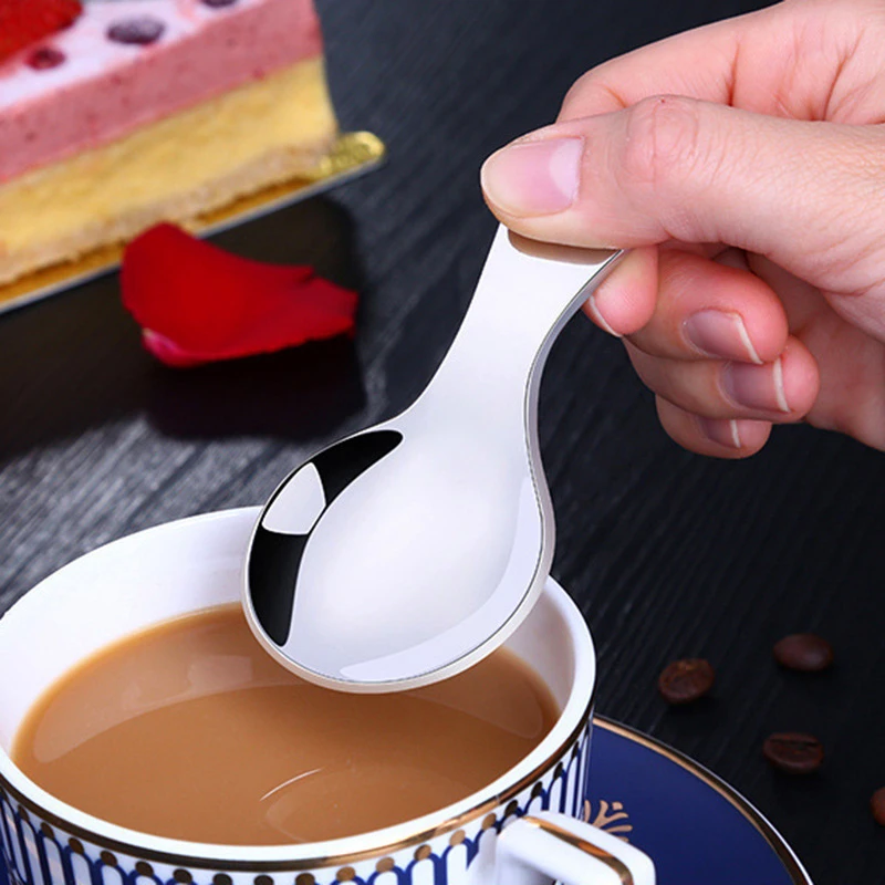 Stainless Steel Soup Ladle Short Handle Multi-purpose Portable Cutlery Spoons Dessert Mini Kitchen Tableware for Kids Students