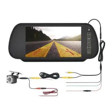 Monitor de espejo retrovisor de coche con cámara, 7 pulgadas, respaldo de estacionamiento, TFT, LCD, HD, pantalla Universal 1