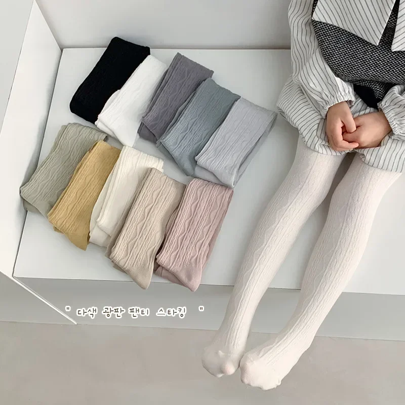 Kids pantyhose Spring Autumn Pantyhose for Children Girl Solid Color Wave Pattern Tight Legging Sock