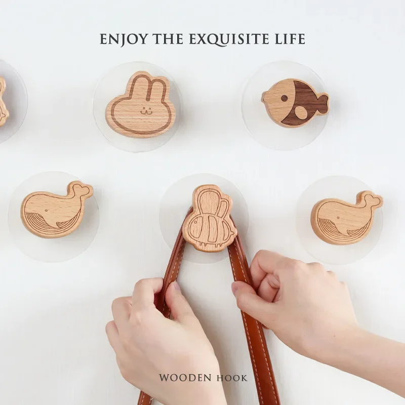 Nordic Wood Clothes Hanger Wall Mounted Coat Hook Decorative Key Holder Hat Scarf Handbag Storage Hanger Bathroom Rack Hook 4