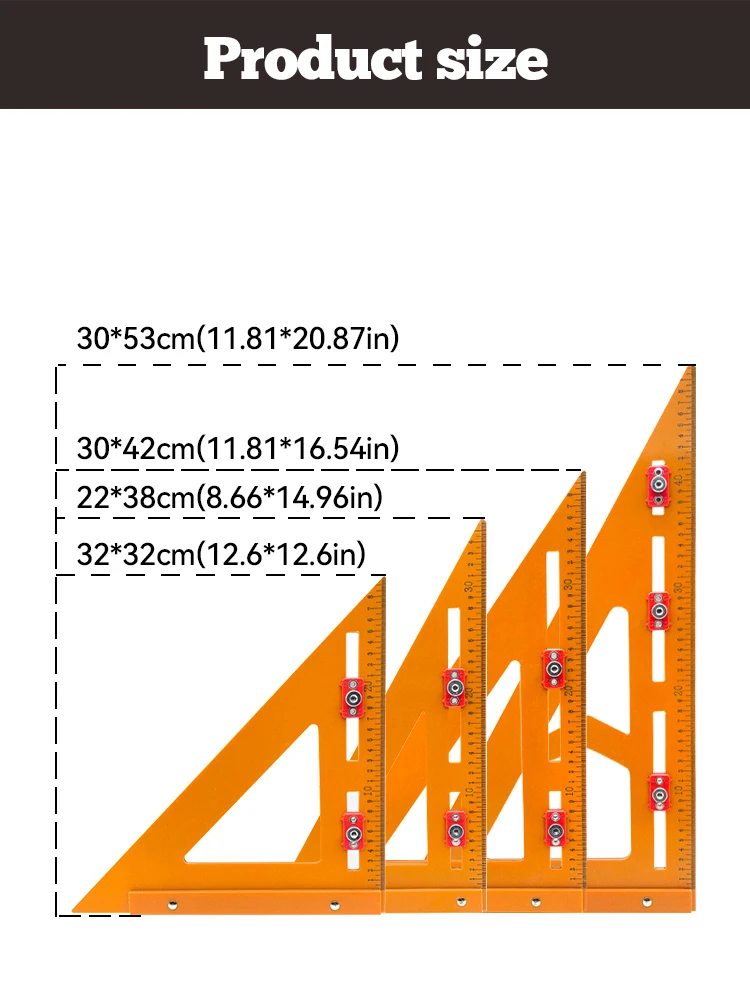 2-in-1 Rafter Square Punching Positioning Triangle Ruler Adjustable Slider Precision Bakelite Right Angle Ruler Carpentry