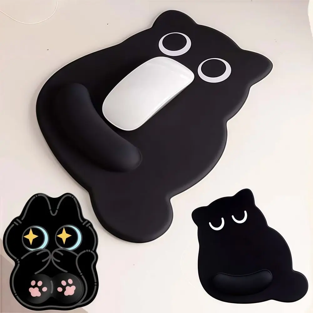 Big-Eyed Cat Ergonomic Mouse Pad with Soft Wrist Rest and Non-Slip Surface