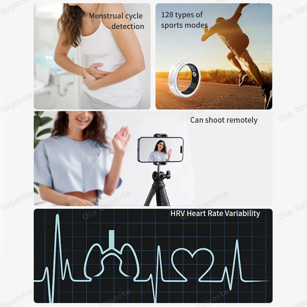 2026 New Smart Ring Lady Heart Rate Sleep Health Monitor Menstrual cycle detection IP68 Waterproof Fashion Sport Rings Women Men 3