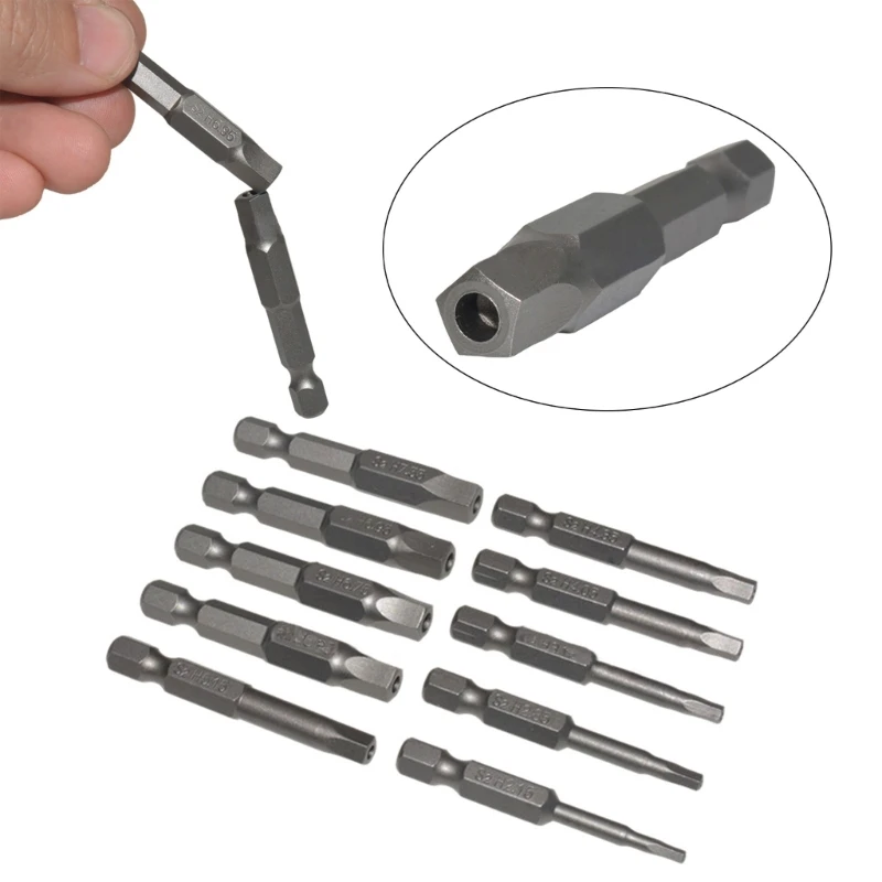 10pcsPentagonsHeadScrewdriverBitSetMetricSizes14InchShank5