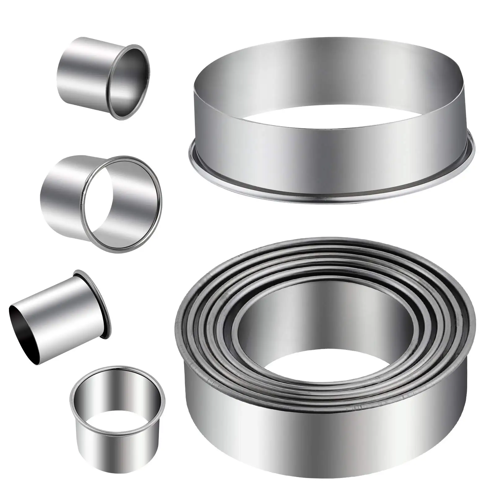 Cookie Cutter Cookie Mould Baking Mold 11/12pcs Round Stainless Steel Set Suitable For Cakes Mousse Donuts Fondant Cookie Ring